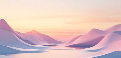 Sticker - Serene abstract mountain landscape with soft sunset hues.