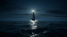 A Lone Sailboat Navigating Through A Vast