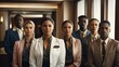 Portrait of diversely inclusive group of hotel attendants, hotel ad concept from Generative AI