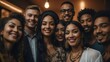 Portrait of a multi ethnic inclusively diverse group of friends on a party from Generative AI