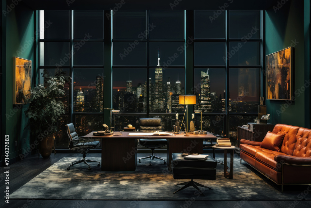 Luxury Home Office Interior Design For City Apartment preview