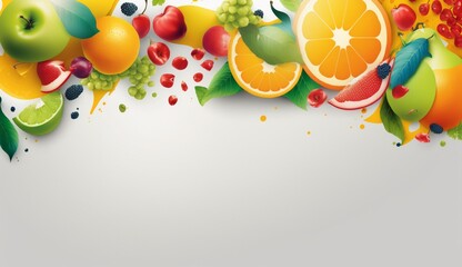 Wall Mural - A realistic whole lot of fruits advertisement