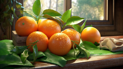 Wall Mural - oranges in a basket