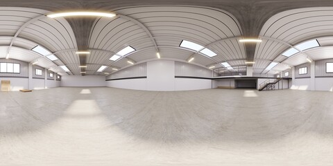 Wall Mural - Full spherical hdri panorama 360 degrees of empty exhibition space. backdrop for exhibitions and events. Tile floor. Marketing mock up. 3D render illustration	