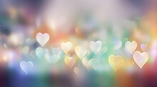 Colorful Vibrant Hearts Abstract Bokeh Background