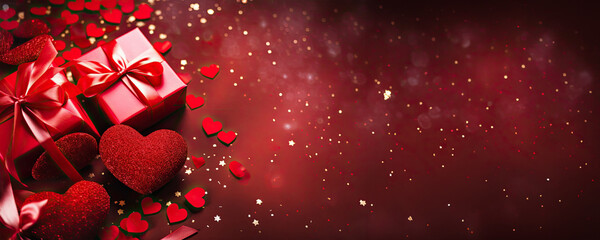 Wall Mural - A Red Gift Box with Hearts