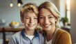 © Marko - Affectionate moment between smiling mother and son at home, showcasing a warm, loving family dynamic