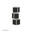 pile boxes on top of each other icon, stacked cubes, flat symbol on white background - vector illustration