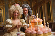 Marie Antoinette and Louis XVI eating cake together (generative AI)