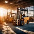 forklifts on construction sites, lifting and transporting heavy materials.