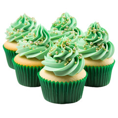 Wall Mural - St. Patrick's Day themed cupcakes isolated on transparent background