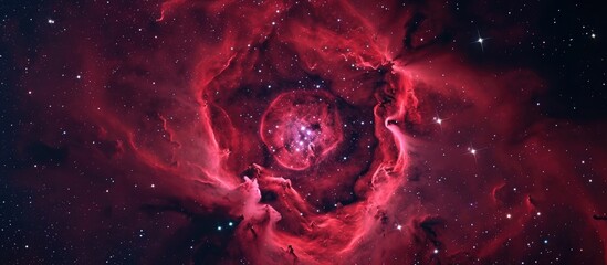 Wall Mural - unicorn constellation's rosette nebula emits red h-alpha radiation, resembling a rose flower shape.