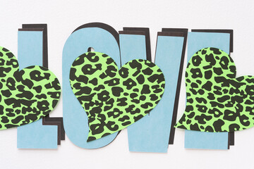 Canvas Print - green hearts with spots on the word 