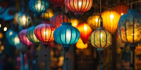 Wall Mural - colorful bright beautiful lanterns Generative AI