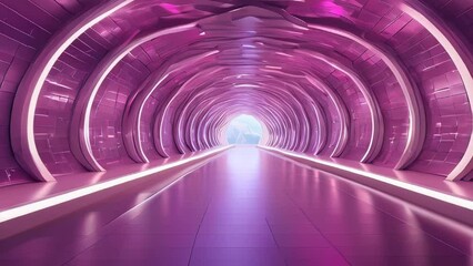 Wall Mural - A futuristic tunnel filled with purple light
