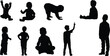 Toddler silhouette full body illustration in various pose