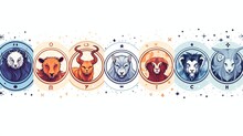 Zodiac Signs. Zodiac Horoscope Circle With Animals. Set Of Horoscope Signs With Animals
