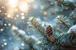 Enchanted Winter Wonderland: Magical Forest Landscape with Snow, Fir Branches, and Festive Christmas Decorations