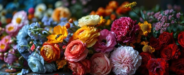  A bouquet of many different colored flowers