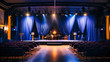 © MDRAKIBUL - Empty theater stage set for an entertaining performance. A dramatic and artistic interior with a red and blue color scheme