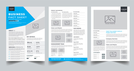 Wall Mural - Business Fact Sheet, Nonprofit Organization Fact Sheet layout design template