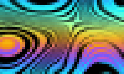 Poster - Trippy psychedelic colorful neon geometric shapes abstract background, Pixelated vector pattern