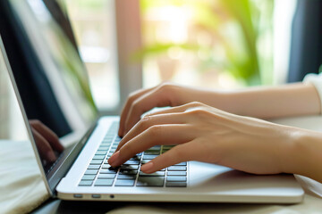 Wall Mural - person typing on a laptop keyboard