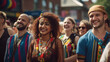 © Игорь Зубченко - A captivating photograph of a diverse group of people from different backgrounds, united in a vibrant street festival, a scene that celebrates the beauty of cultural diversity and togetherness