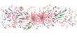 Seamless watercolor floral border. Hand drawn illustration isolated on transparent background. Vector EPS.