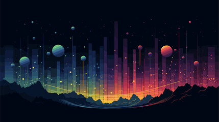 Wall Mural - magic of celestial events in a vector art piece showcasing phenomena such as meteor showers eclipses