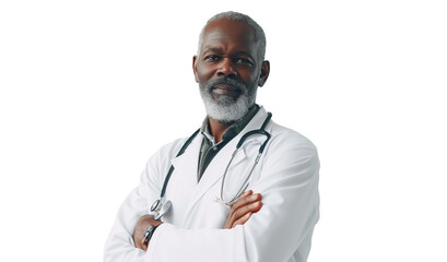 African-American Medical doctor man on isolated transparent background