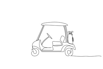 Wall Mural - golf cart sports object activity one line art design