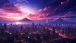 A vibrant cityscape at twilight, showcasing the skyline and urban lights, leaving an unoccupied area for text placement, capturing the bustling energy of the city.  - Generative AI