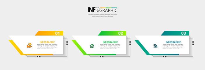 Fototapete - 3 Steps presentation business infographic template vector.	
