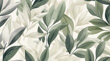 Seamless Pattern With Leaves On White Background.  Vector Illustration.
