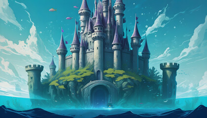 fairy tale castle on the water