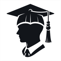 Wall Mural - graduated student silhouette , graduated student  hat  silhouette ,  university students  silhouette