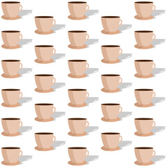 Wall Mural - Cup of coffee seamless pattern isolated on white background