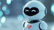 © NK - Robot With Heart Emblem on Its Chest, Symbol of Love and Technology Unity