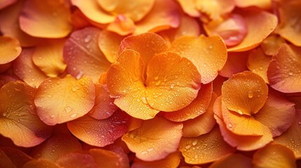 Poster -  a close up of a bunch of flowers with drops of water on the petals and the petals on the petals are yellow and red, and the petals are covered with water droplets.