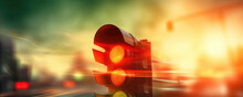 Detail Of A Traffic Lights On A Sunset Light With Copy Space For Text.