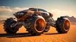 futuristic four wheeled transport vehicle in the desert, 16:9