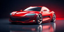 3D Rendering Of A Brand-less Generic  Modern Car Design Concept, Sports Cabriolet For Driving Around The City And Racing Track On A Black Background Featuring A Glossy Exterior And A High-performance.