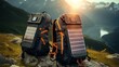 Modern Backpacks with Solar Panels for Charging Electronic Devices While Hiking or Outdoors AI Generated