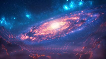 Wall Mural - Loop Animation of Spiral nebula space towards bright light loop Animation footage video background