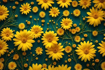 Wall Mural - yellow flowers background