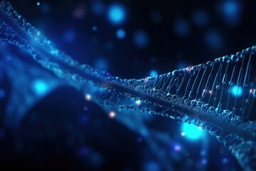 Wall Mural - Dark blue digital background with big data code, DNA transfer.