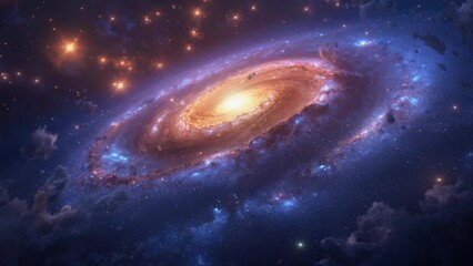 Wall Mural - Loop Animation of Spiral nebula space towards bright light loop Animation footage video background