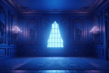Wall Mural - Blue 3D room with light background.
