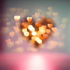 Wall Mural - blurred heart shape and bokeh lights